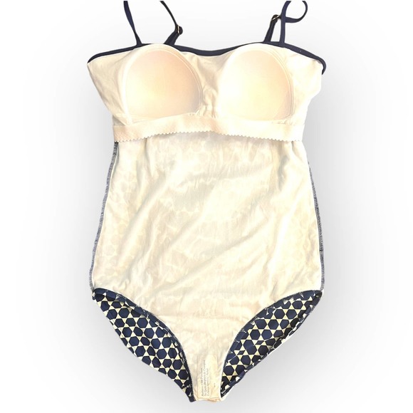 NWT LIME RICKI NAVY & CREAM GROGRAPHIC RUCHED ONE-PIECE SWIMSUIT CLASSIC STYLE - Picture 4 of 6